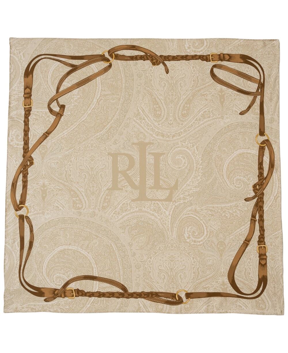 Lauren Ralph Lauren Equestrian Paisley Square Silk Scarf Beige OS